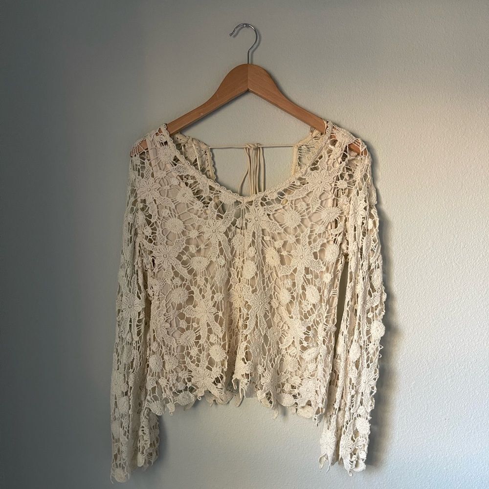 Zara Cream Lace Top Sz M